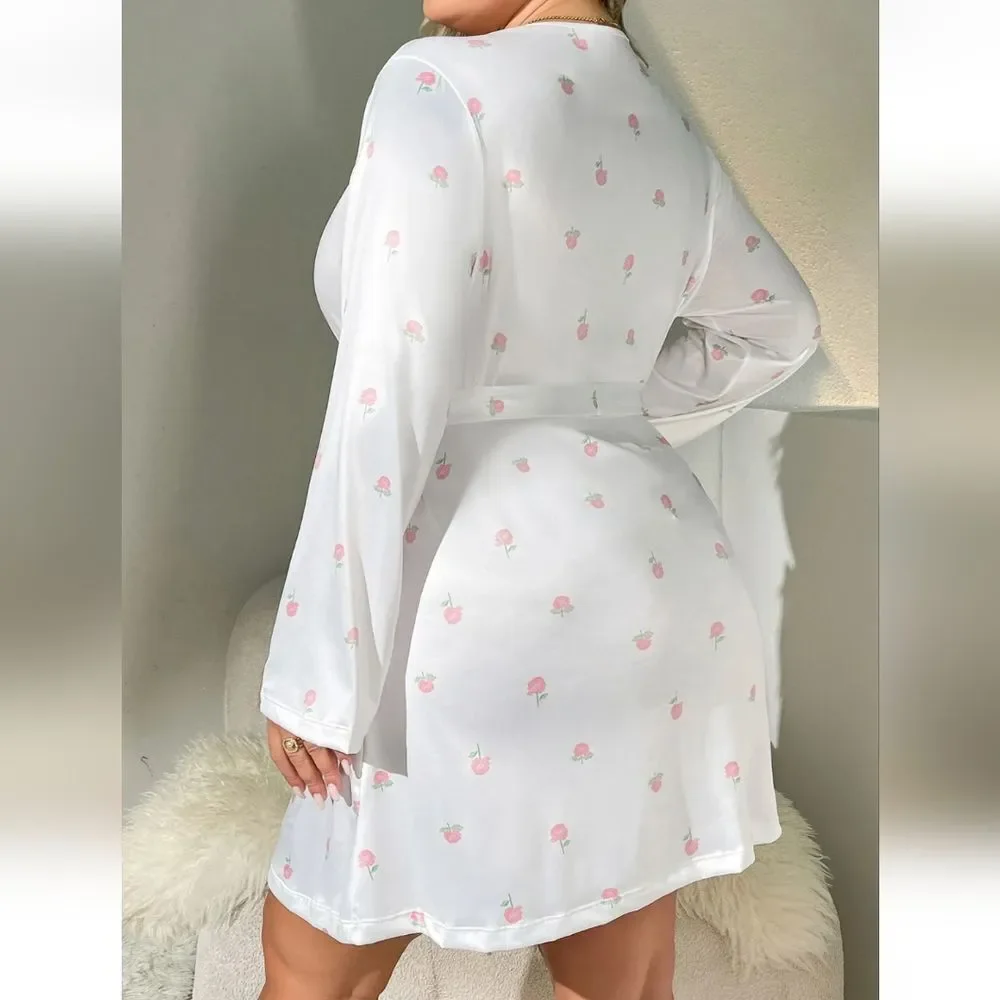 Womens Plus Size Satin Kimono Robe Lingerie Nightgown Sleepwear Silk Bathrobe US